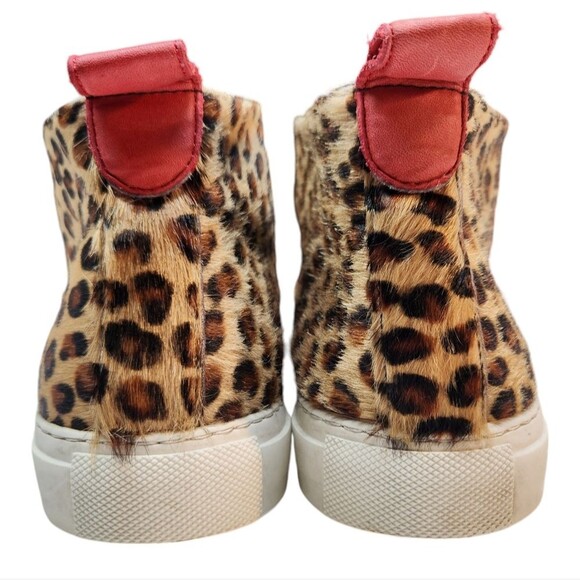 Del Toro Sneakers Womens Pony Hair Fur Leopard Chukka Shoes Platform Tan Black 7 - Picture 11 of 16